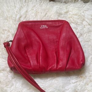 Vince Camuto Red Leather Wristlet Clutch